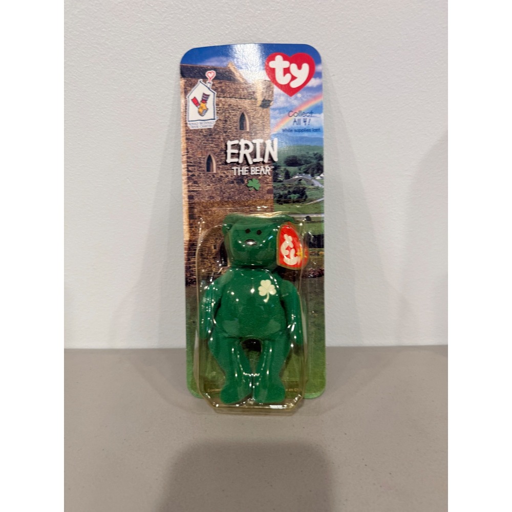 Ty Teenie Beanie Baby Erin The Bear Green Vintage 90s Shamrock Sealed McDonald's